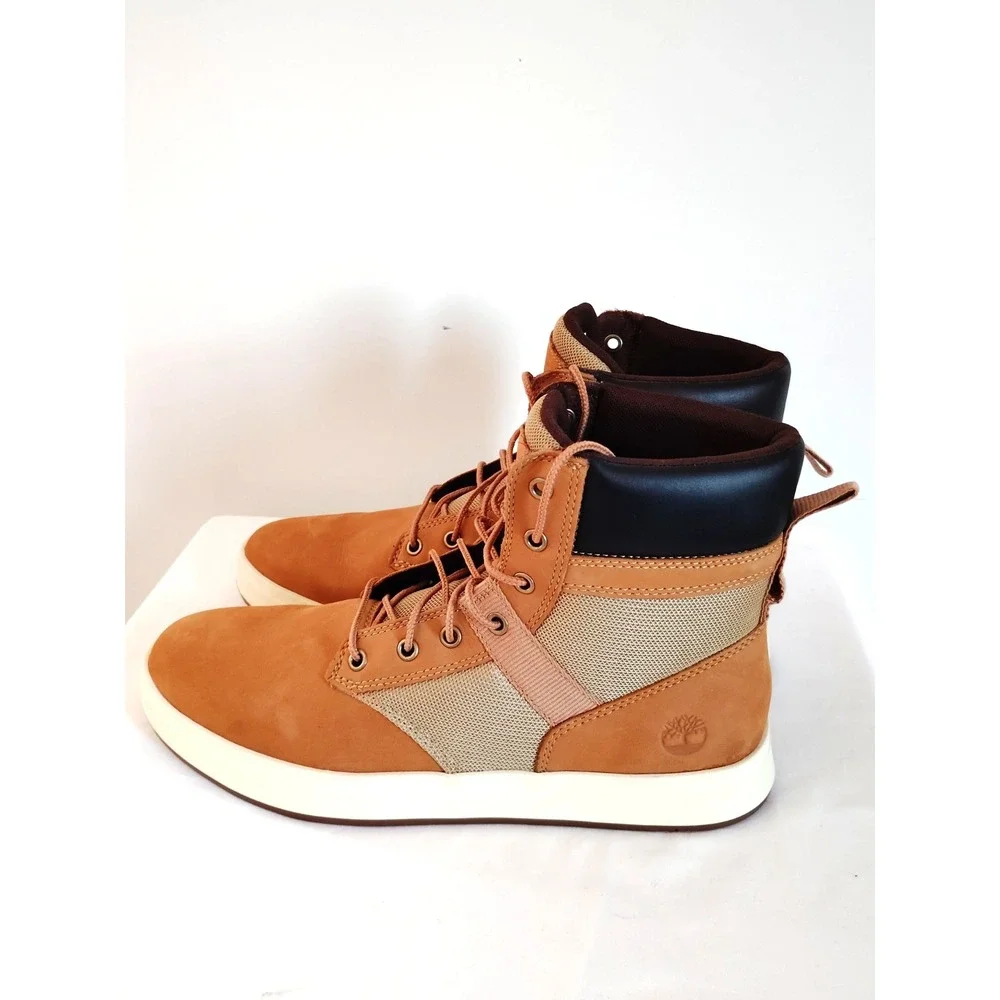 Timberland Square Davis Chukka Boots Tan Leather Textile Men 9.5 Streetwear NWOT